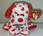 Ty Pluffies Harts The Valentines Puppy Dog  8 Inch  New Mwmts Stuffed Animal Toy