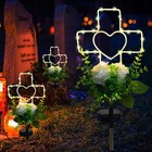 Solar Cross Grave Decorations For Cemetery Loved One Memorial Sympathy