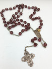 Vintage Antique 830 Silver Italy Amethyst Glass Bead Prayer Rosary