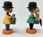 Vintage Gdr German Erzgebirge Set Of 2 Wooden Figurines
