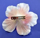 Deluxe 4 5  Bright Hot Pink White Cream Double Hibiscus Silk Flower Hair Clip 