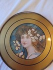 Antique Victorian 8 5  Flue Cover Beautiful Curly Hair Brown Eyed Girl Blue