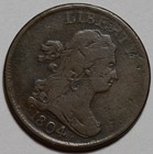 1804 Draped Bust Half Cent - Crosslet 4 stemless - Us 1 2c Copper Coin
