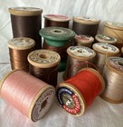Vintage Wooden Thread Spools Lot  1 Empty    Mostly Browns   Oranges   Lot Of 24