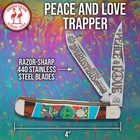 Kissing Crane Peace And Love Trapper Pocket Knife   Closed Length 4 