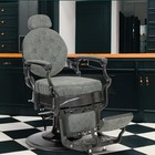 Heavy Duty Vintage Recline Barber Chair Hydraulic With Adjustable Headrest Grey