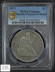 1871 Seated Liberty Silver Dollar  1 Pcgs Vf Detail - Harshly Cleaned