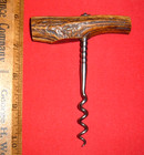 Antique  1800s  United Kingdom Corkscrew With Stag Horn Grip Handle Zh-3