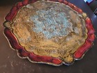 Vintage Florentine Tray Gold Wood Made In Italy Hand Painted Tableware