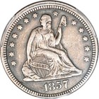 1857 25c Rev Die Clash W cent Fs-901 Liberty Seated Quarter Pcgs Xf40