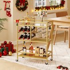 Bar Cart For Home 3tier Serving Cart With Wheels And Handle Beverage Cart With W