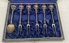 800 Silver Enamel Cocktail Forks   Demitasse Bundle 6pcs  46 3g