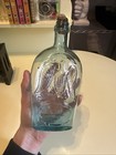1860s Pittsburgh Double Eagle Pint Historical Whiskey Flask Shiny Near Mint