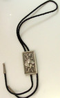 Vtg Silvertone Horse Head Animal  Embossed Rectangular Bolo Tie W 16  Black Cord