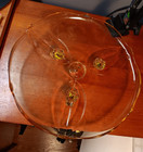Lancaster Glass Petal Jewel Topaz Yellow 10    Footed Cake Plate - Light Scratches