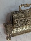 Antique Victorian Ornate Brass Letter Holder Desk Mail Rack 9 5 