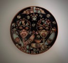 Caribbean Island Folk Art Hand-painted   Signed Wall Hanging Plates  2 
