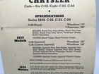 1939 Chrysler  Thompson Products Technical Review C-22 Royal C-23 C-24 Imperial