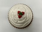 Vtg Ceramic Strawberry Cheesecake Recipe Covered Pie Plate Dish W  Cream Lid