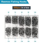 500pcs 100pcs Reemoo Premium Fishing Hooks  10 Sizes 4 Sizes Carbon Steel Fis   