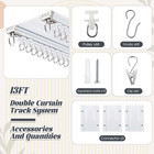 Heavy Duty Double Curtain Track Set 3ft To 13ft Ceiling Mount Aluminum