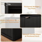 Fluted Buffet Cabinet 45 In Wood Sideboard Credenza 3 Doors Storage Black Oak