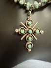 Vintage Old Native American  Turquoise Cross Pendant With Chain