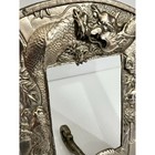 Vintage Chinese Silver Picture Frame Antique Ornate Dragon Relief Easel Stand