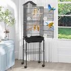 Spacious 62-inch Metal Bird Cage Features Roof Access And Rolling Stand