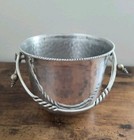 Vtg Buenilum Hand Wrought Hammered Aluminum Ice Bucket Wine Cooler 5 25 X 6 25  