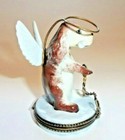 Peint Main Limoges Trinket - Angelic Dog   