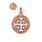 Jerusalem Ethiopian Copper Cross Pendant 70x50mm African Large Hole Handmade
