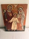 A Hand-carved And Painted Wooden Retablo Panel Depicting The Holy Family 