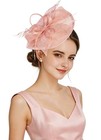 Elegant Sinamay Fascinator Hat With Floral Feathers - Pillbox Derby Hat For Wedd