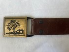 Tech-ether Guild 1979 Two Horses Brass Belt Buckle Original Leather Belt 36