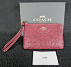 Nwt Coach F80214 Corner Zip Wristlet In Signature Leather - Wine Wallet  7 