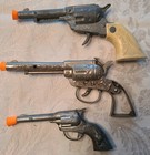 Vintage Die-cast Cap Gun Lot Western Toy Pistols Buffalo Bill Derringer 1950s-70