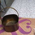 Vintage Copper Basket Container With Swing Handle Carrying Handle