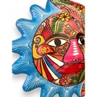 Mexican Folk Art Talavera Moon Sun Colorful Hand Painted Clay Wall Decor 9x9