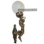 Antique Vintage Art Nouveau Deco Brass Dome Glass Wall Sconces   Extra 1 Glass