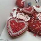 Vintage Lot Of 12hand Made Valentines Hearts And Decor