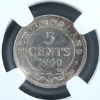 5 Cents 1940c Newfoundland Canada Ngc Au-53 King George Vi C    Nfld