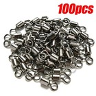 100 50x Rolling Barrel Swivel 42-330lb Fishing Swivels Solid Ring