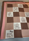Quilt Top From Cranston Picture Book Patches Fabric Brown coral floral 104 X 92