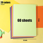 60 Sheets Colored Card Stock Printer Paper  120gsm  32lb 20 Colors Construction 
