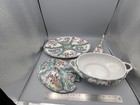 Vintage Famille Rose Medallion Lidded Tureen   Platter  Pink  Chinoiserie  China