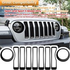 Grille Mesh Inserts   Headlight Cover For Wrangler Jl Jlu Sport   Sport S Black