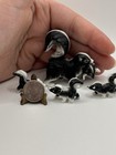 Vintage Bone China Skunk Mama   Baby Family Figurine Set Trinkets Repaired    
