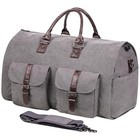 Foldable Travel Duffel Bag Pu Leather Weekender 56x33x32cm Black 36-55l