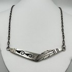 Ronald Wadsworth Hopi Sterling Silver Native American Curved Pendant Necklace 18